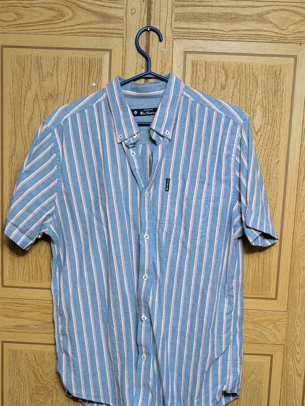 Ben Sherman Blue, Pink & White Striped Short-Sleeve Button-Down Shirt